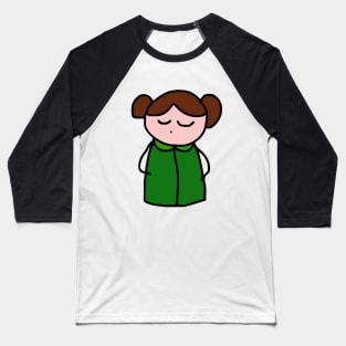 Girl in a Green Dress - Cute Character Baseball T-Shirt